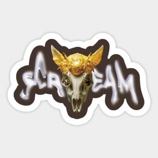 gold skull scream halloween artwork Sticker